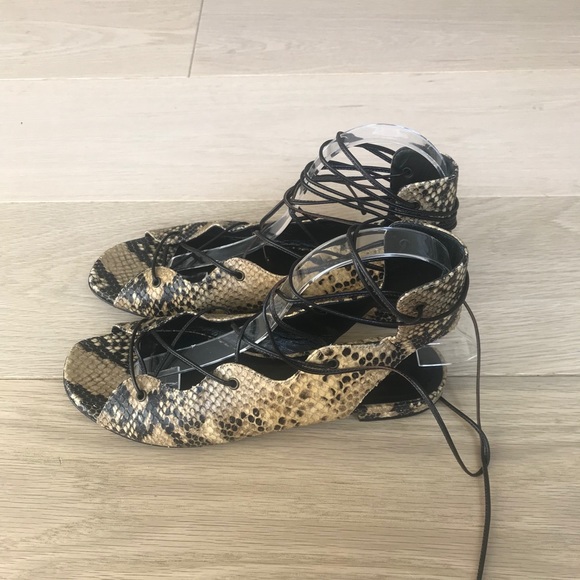 Saint Laurent Python-Embossed Gladiator Sandals - Picture 2 of 6